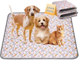 2 Pack Reusable Cage Liners, 36" x 47" Washable Pee Pads for Guinea Pigs, Dogs, Cats, Rabbits, and Hamsters, Super Absorbent Waterproof Anti-Slip Bedding Mat - Pink