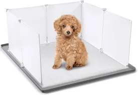 24" x 24" Dog Litter Box with High Walls Silicone Pee Pad Holder Tray with Pee Splash Guard No Spill Potty Pad Holder High Edge small Dog Toilet with 10 Holder Clamps for Puppy Potty Training