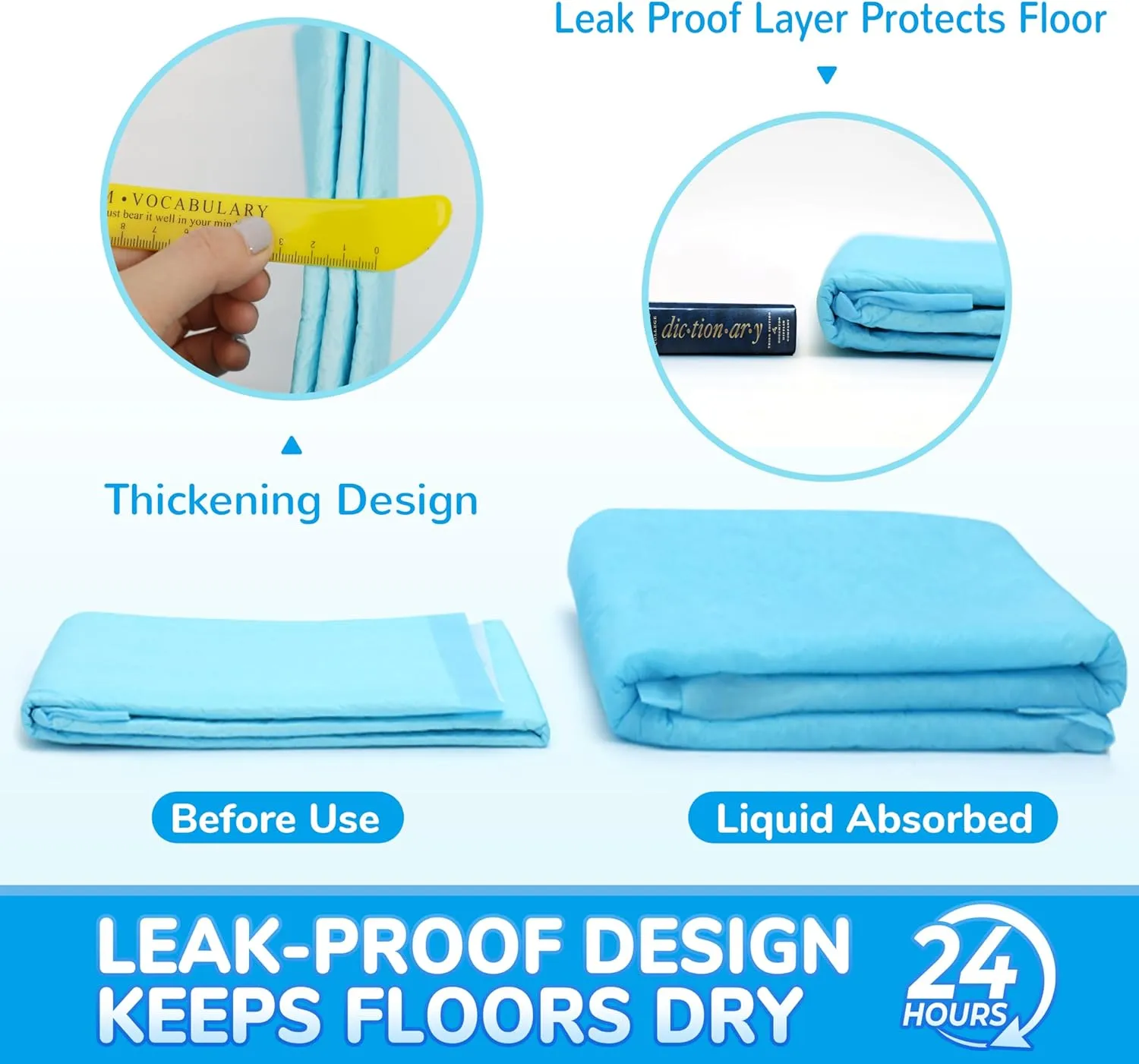 3XL Extra Large-Jumbo Disposable Training Pads for Dogs, Puppies, Cats, Rabbits - 36"X36", 30-Count Thicken Super Absorbent Potty Pads