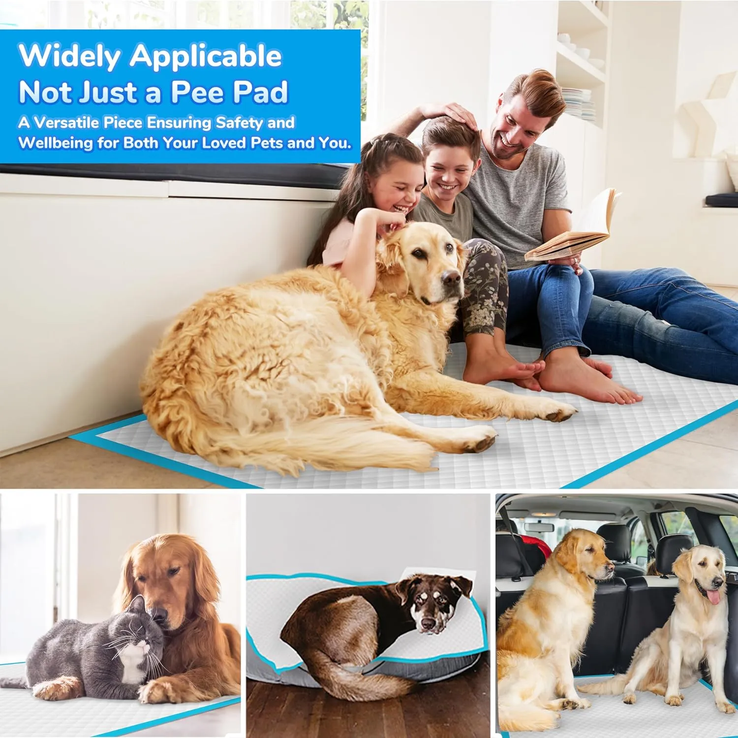 3XL Extra Large-Jumbo Disposable Training Pads for Dogs, Puppies, Cats, Rabbits - 36"X36", 30-Count Thicken Super Absorbent Potty Pads