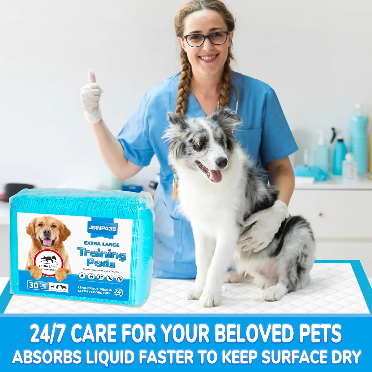 3XL Extra Large-Jumbo Disposable Training Pads for Dogs, Puppies, Cats, Rabbits - 36"X36", 30-Count Thicken Super Absorbent Potty Pads