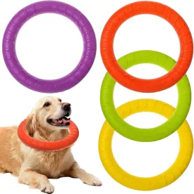 4 Pcs Dog Training Ring for Outdoor, Pet Flying Disc for Aggressive Chewers, Durable Chew Toy Dog Ring Fetch Toys Floating Ring Toy for Large Medium Dogs Training and Teeth Cleaning