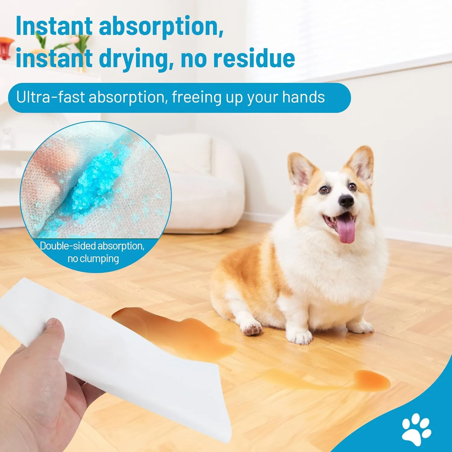 50pcs Pee Pads for Dogs Leak-Proof, Pet Pee Pads Dogs Quick Absorb Pee Pad Training Pads for Dogs,Washable Pee Pads for Dogs Double-Sided Puppy Pads, Same size, White