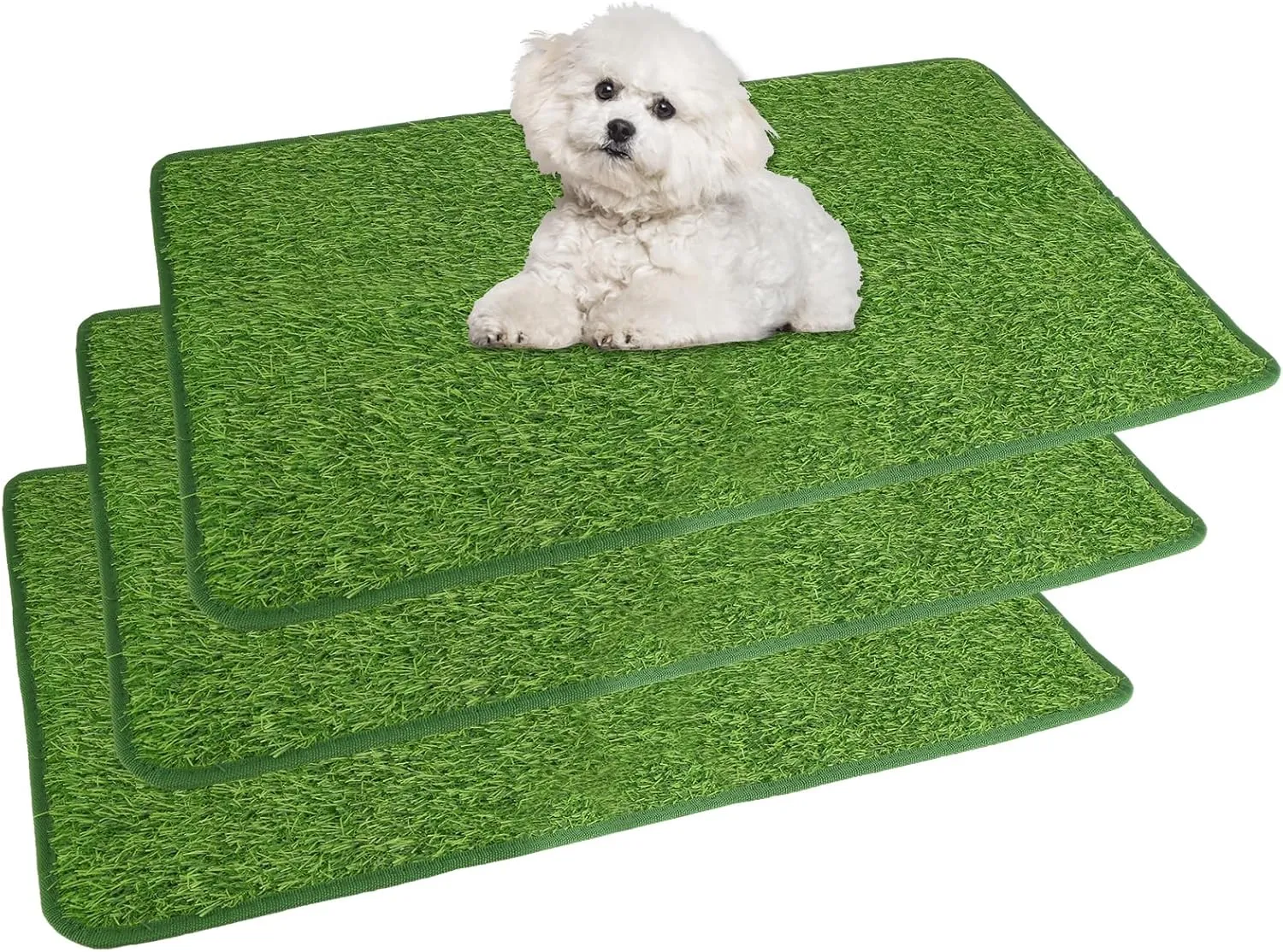 Acrux7 3 PCS Dogs Grass Pee Pads, 28x18 Inch Artificial Grass Washable Fake Grass with Drainage Holes, Reusable Grass Pad for Dogs Potty Training, Outdoor Indoor Door Mat Decor