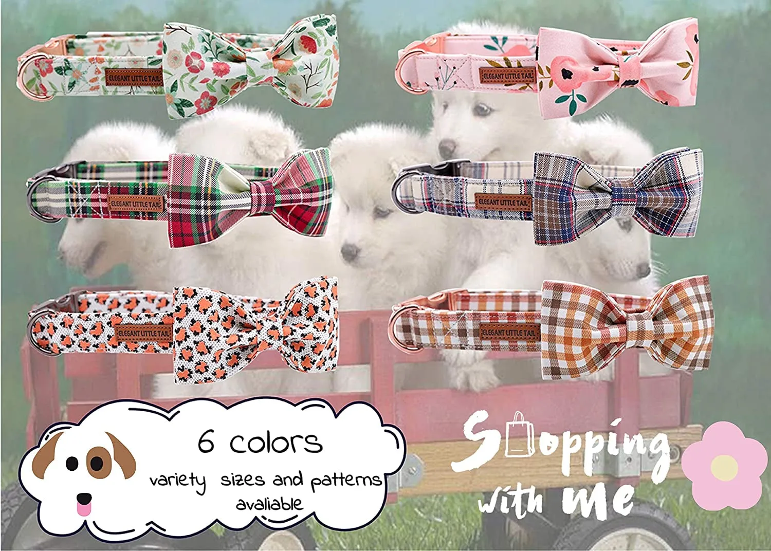 Adjustable Dog Collar with Bowtie