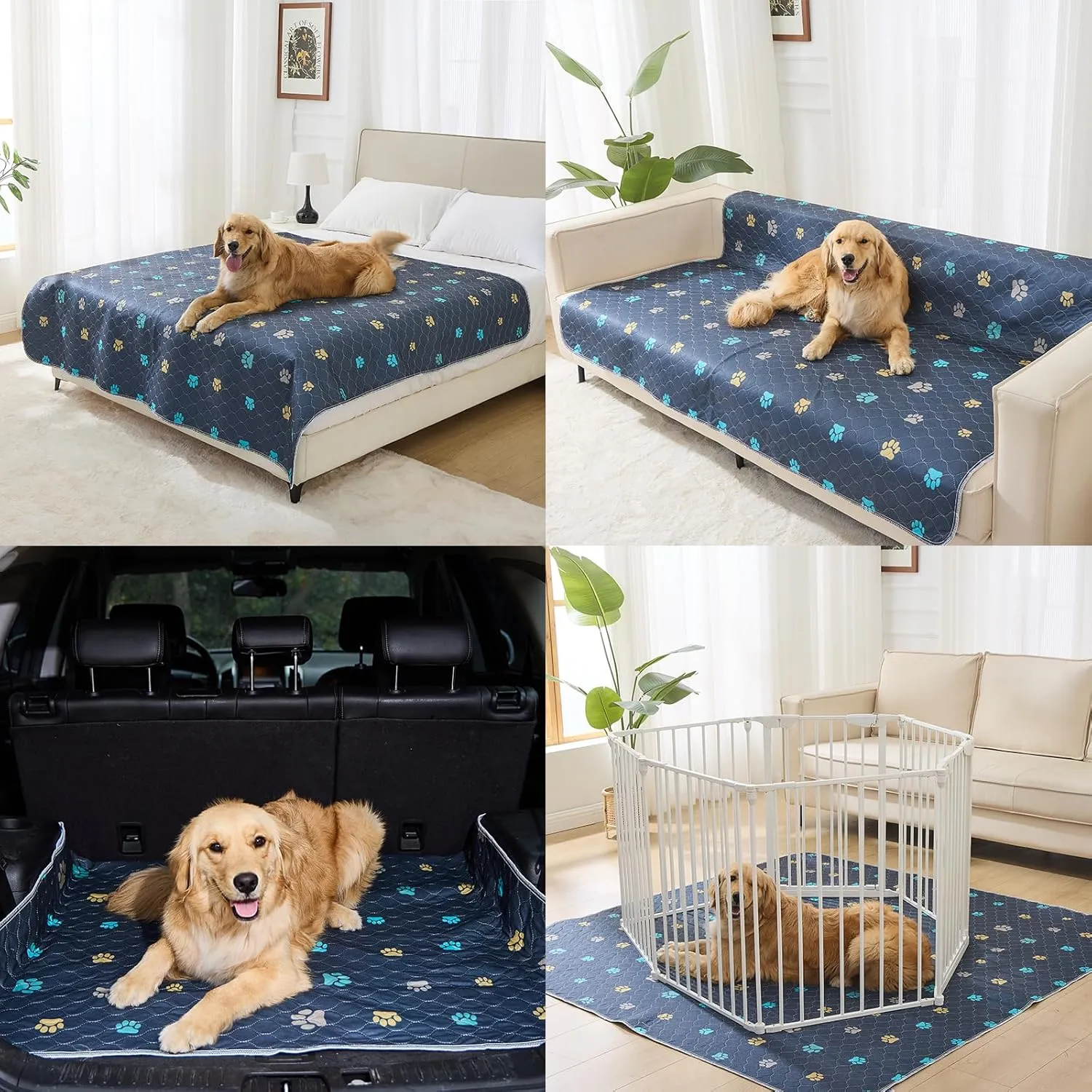Aitmexcn Washable Puppy Dog Pee Pad, 2PCS 100% Waterproof Whelping Training Mat for Puppy/Senior Dog, Fast Drying Reusable Puppy Pads for Indoor, Outdoor and Car Travel- 24'' x 36''
