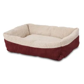 Aspen Pet Self Warming Rectangular Lounger - Barn Red/ Cream