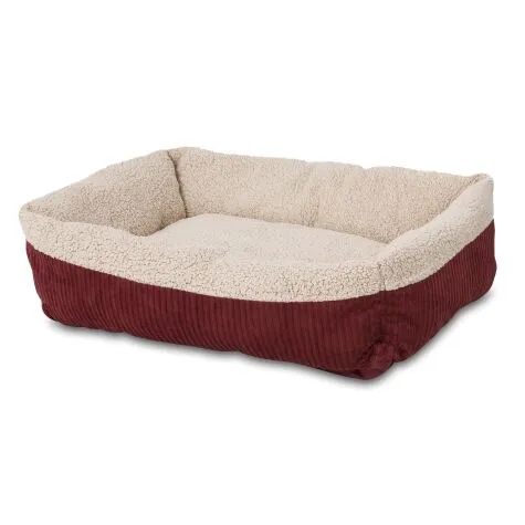 Aspen Pet Self Warming Rectangular Lounger - Barn Red/ Cream