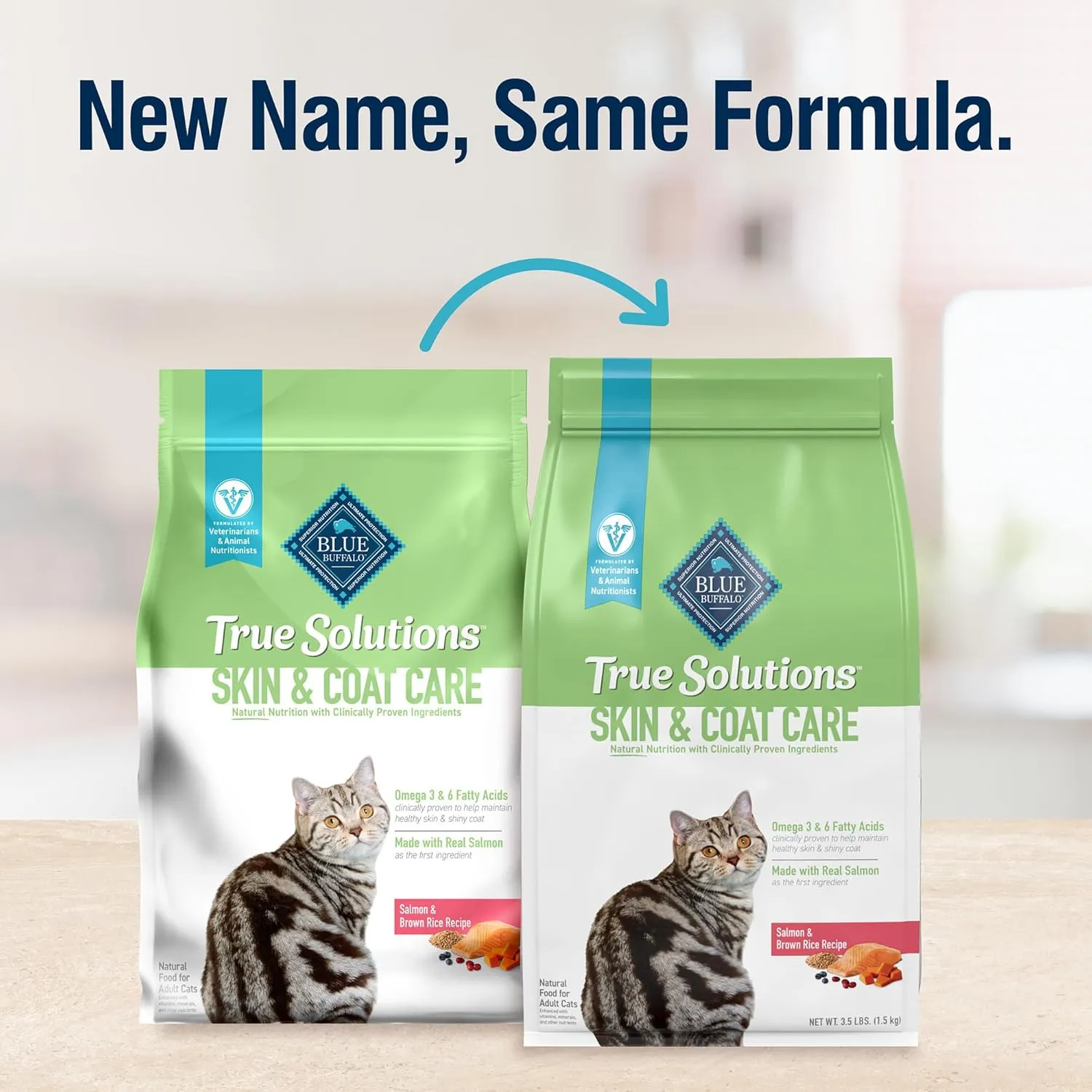 Blue Buffalo True Solutions Skin & Coat Care Natural Dry Cat Food for Adult Cats, Salmon, 3.5-lb. Bag