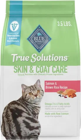 Blue Buffalo True Solutions Skin & Coat Care Natural Dry Cat Food for Adult Cats, Salmon, 3.5-lb. Bag