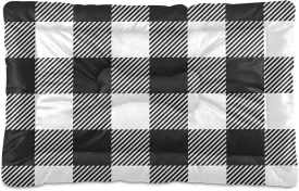 Buffalo Plaid Dog Bed Mat Black and White Pet Kennel Beds Washable Cat Beds Crate Pad Pets Sleeping Mattress for Large Medium Small Dogs 36x24 Inch