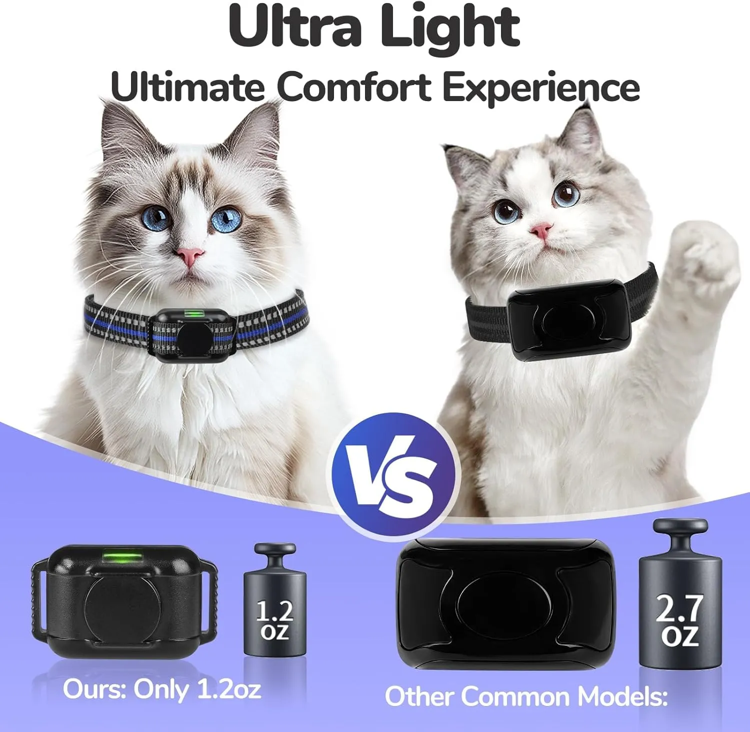 Cat Shock Collar, Ultra-Light & Thin Cat Training Collar with 2000ft Remote, Tailored for Cats & Small Dogs, 99-Level Precise Training to Stop Meowing, Effective for Bad BehaviorBlue