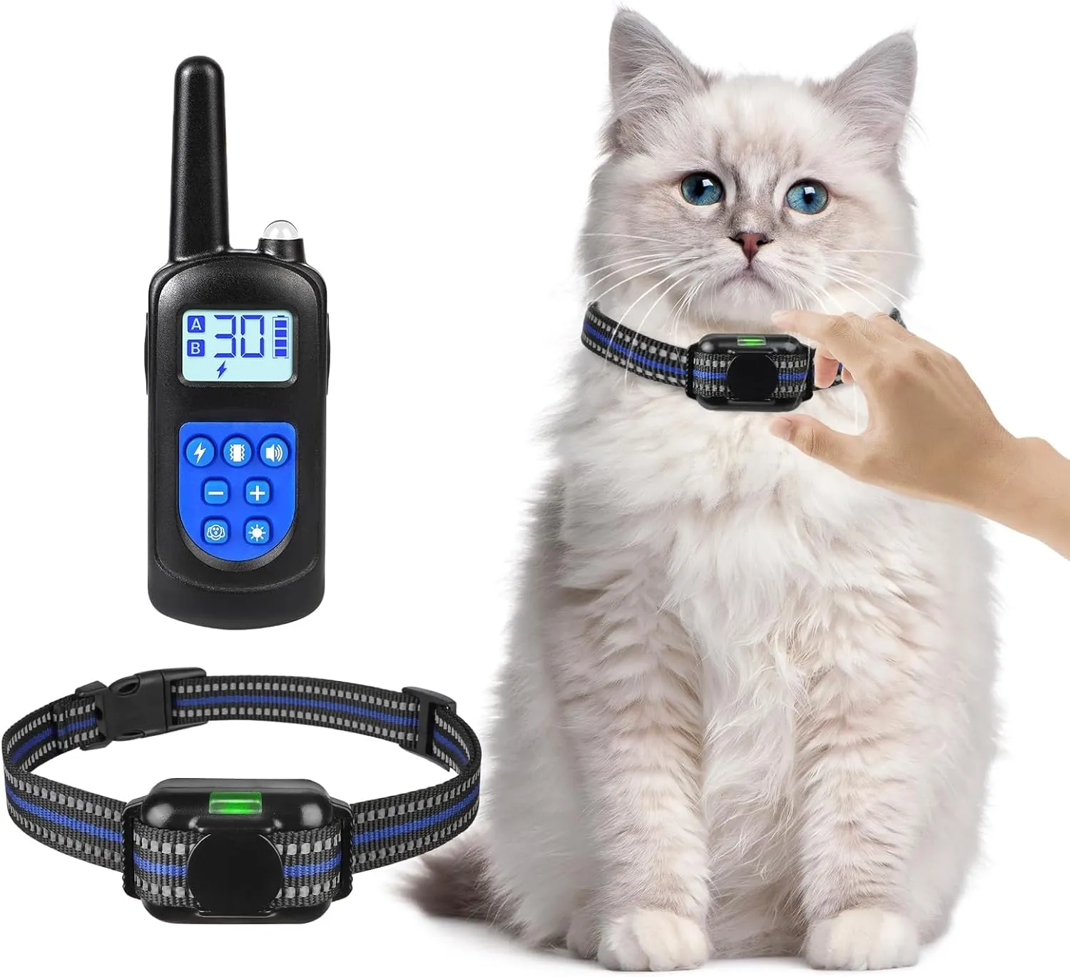 Cat Shock Collar, Ultra-Light & Thin Cat Training Collar with 2000ft Remote, Tailored for Cats & Small Dogs, 99-Level Precise Training to Stop Meowing, Effective for Bad BehaviorBlue