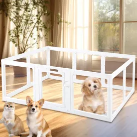 Clear Acrylic Plastic Dog Playpen Indoor, Easy Assemble Enclosure for Puppy Cat Rabbit Ferret Transparent Animal Pet Pen Portable Whelping Crate Kennel Cage Fence (23.6 H, 10pcs)