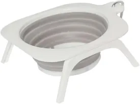 Collapsible Pet Bowl, Foldable Cup Dish for Small Dog Cat Food Water, Feeding Portable Travel Bowl, Tripod Stand, Pet Feeding Watering Dish for Walking Parking Traveling (Grey)