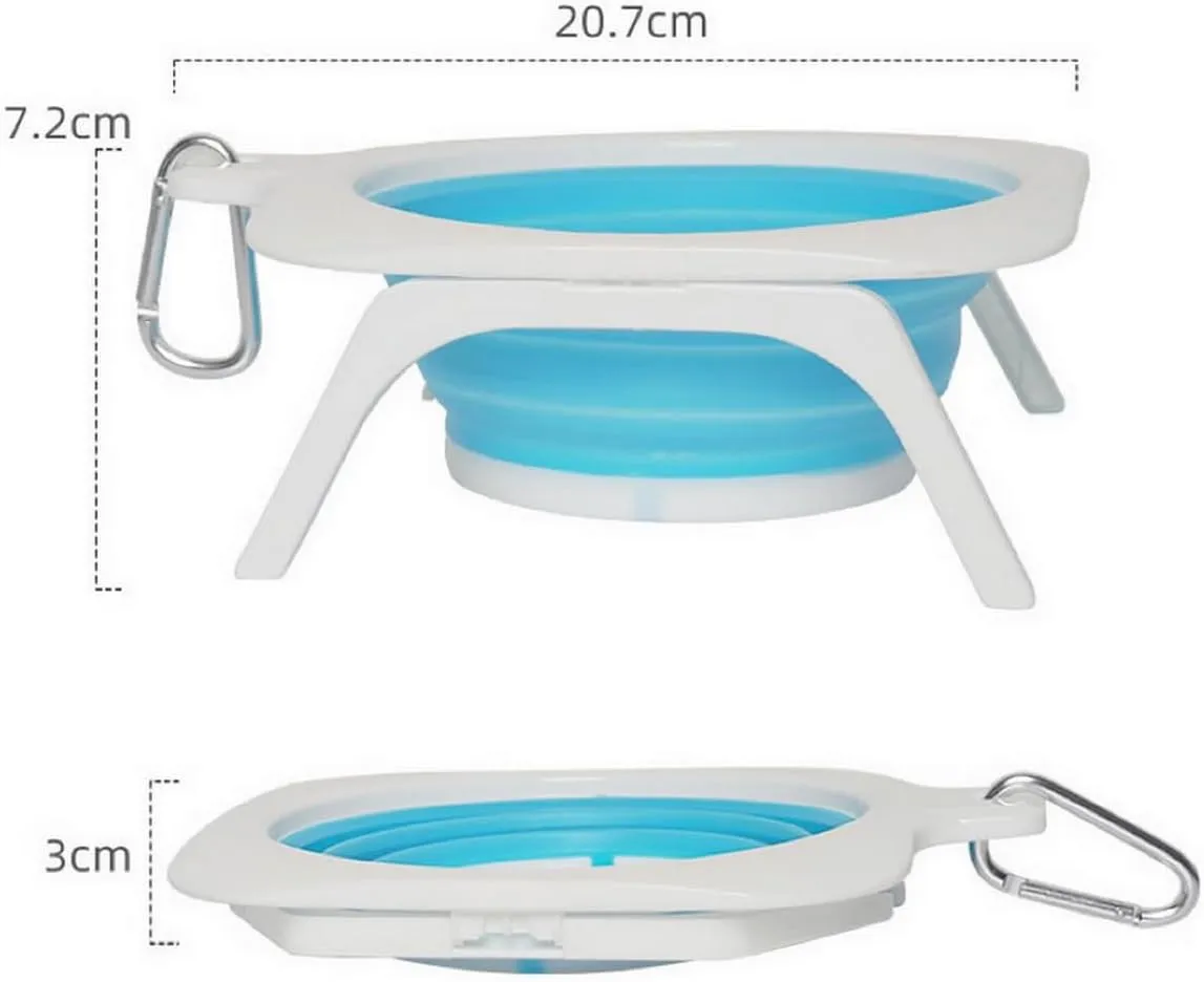 Collapsible Pet Bowl, Foldable Cup Dish for Small Dog Cat Food Water, Feeding Portable Travel Bowl, Tripod Stand, Pet Feeding Watering Dish for Walking Parking Traveling (Grey)