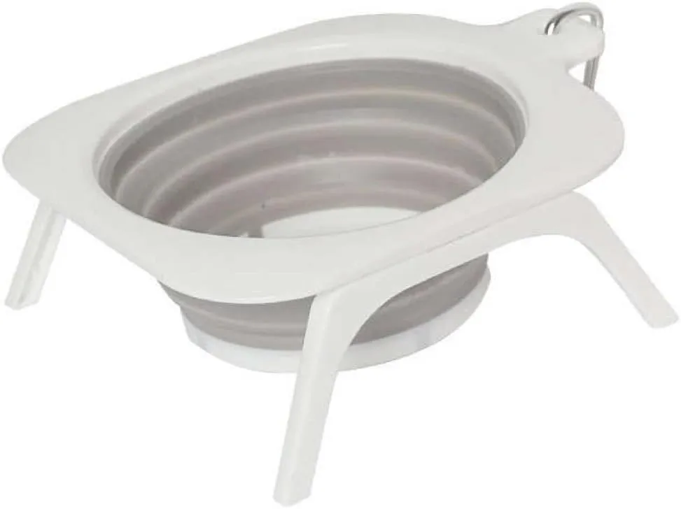 Collapsible Pet Bowl, Foldable Cup Dish for Small Dog Cat Food Water, Feeding Portable Travel Bowl, Tripod Stand, Pet Feeding Watering Dish for Walking Parking Traveling (Grey)