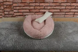 Cookie Pet Sherpa Fleece Washable Round Dog Cat Bed, 60 Cm, Light Powder