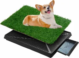 COZIWOW Grass Pad for Dogs with Tray, 25"20" Dog Grass Pad with Tray for Puppy Potty Training, Washable Indoor Dog Potty Grass, Resuable Artificial Grass Dog Porch Potty Pet Loo