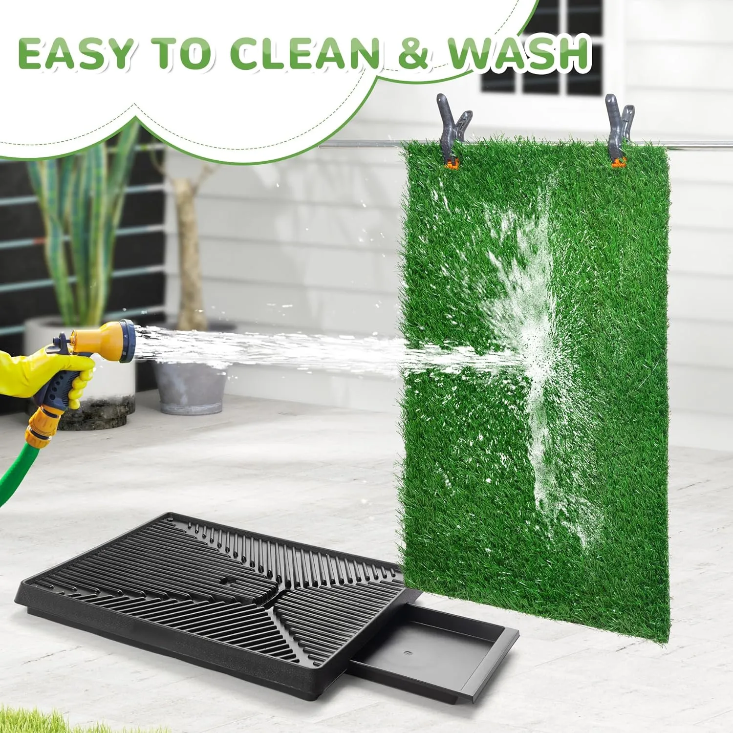 COZIWOW Grass Pad for Dogs with Tray, 25"20" Dog Grass Pad with Tray for Puppy Potty Training, Washable Indoor Dog Potty Grass, Resuable Artificial Grass Dog Porch Potty Pet Loo