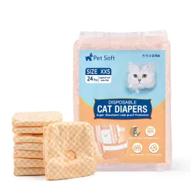 Disposable Cat Diapers, Orange Plaid Pattern, 24 Pcs, 1 Pack