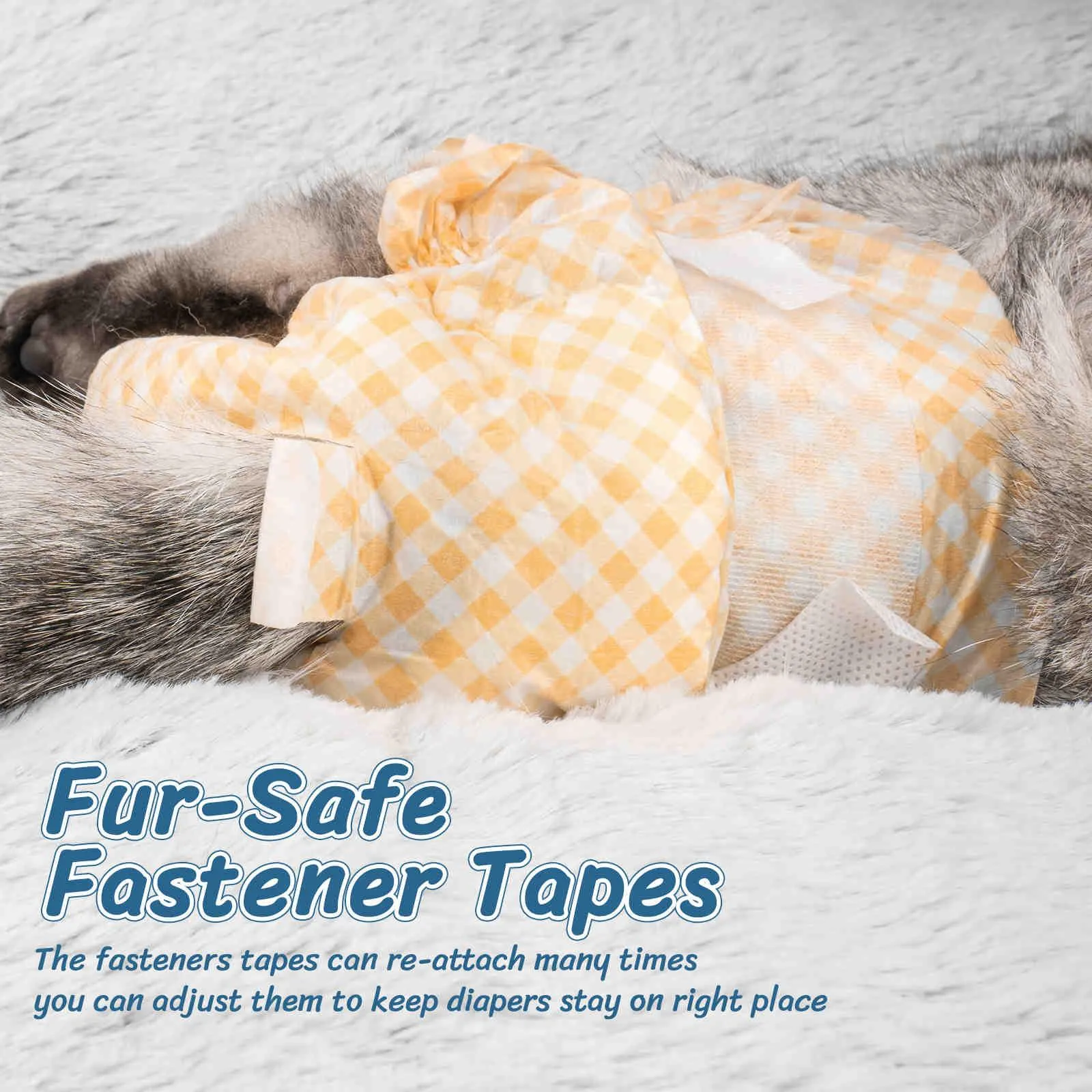 Disposable Cat Diapers, Orange Plaid Pattern, 24 Pcs, 1 Pack