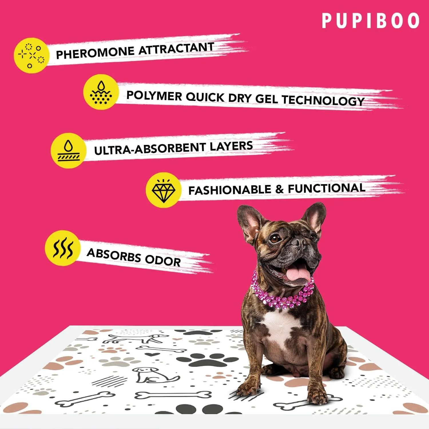 Disposable Dog Training Pads  Highly Absorbent Pee Pads with Quick-Dry Gel, Leak Proof Backing, Pheromonal Attractant for Housebreaking and Indoor Potty Training  23 x 23 in (100 Count)