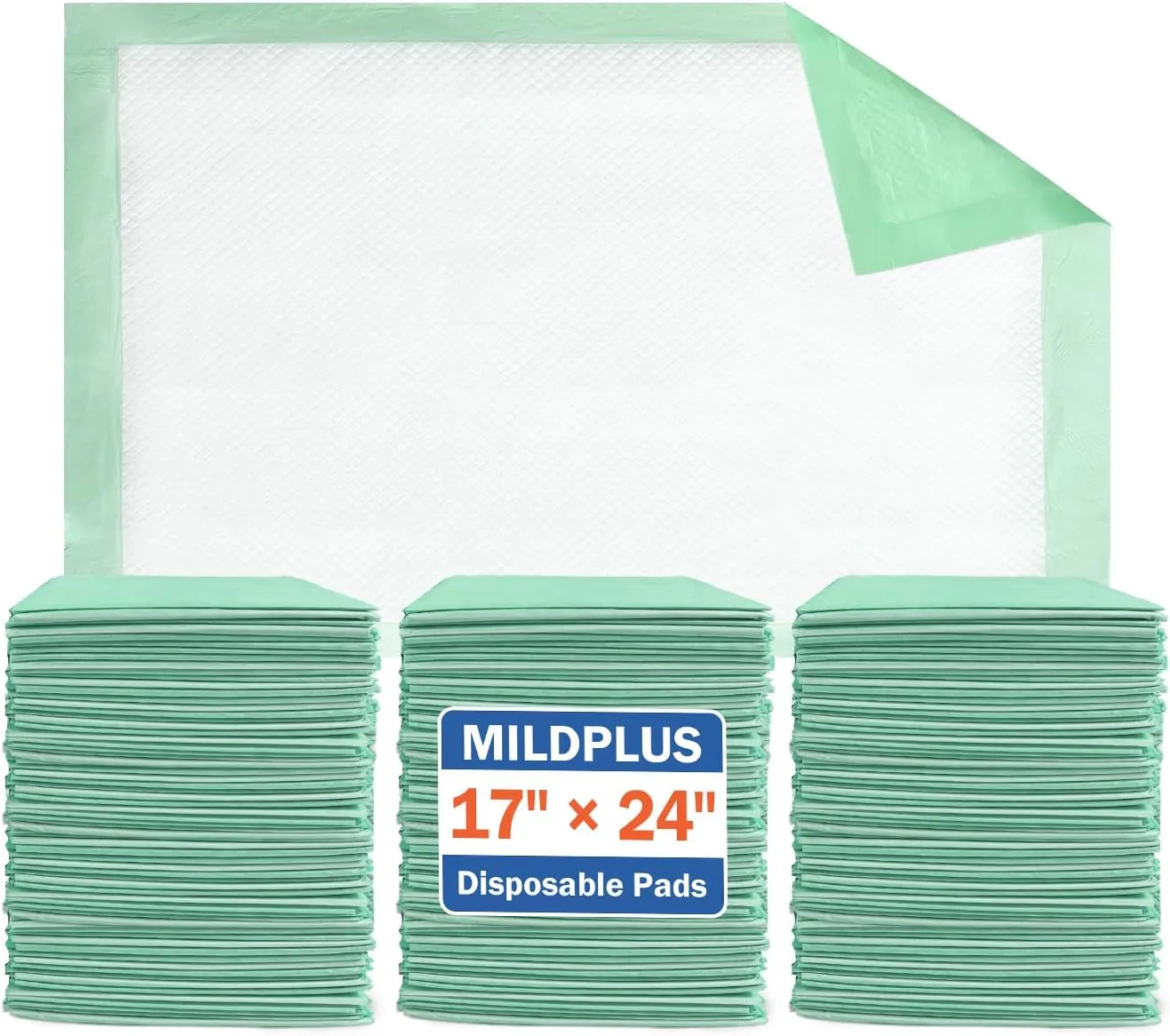 Disposable Underpads 17"24"(100 pcs) Light Absorbent Bed Pads Small Chucks Pads for Kids, Puppy, Cat and Tioilet