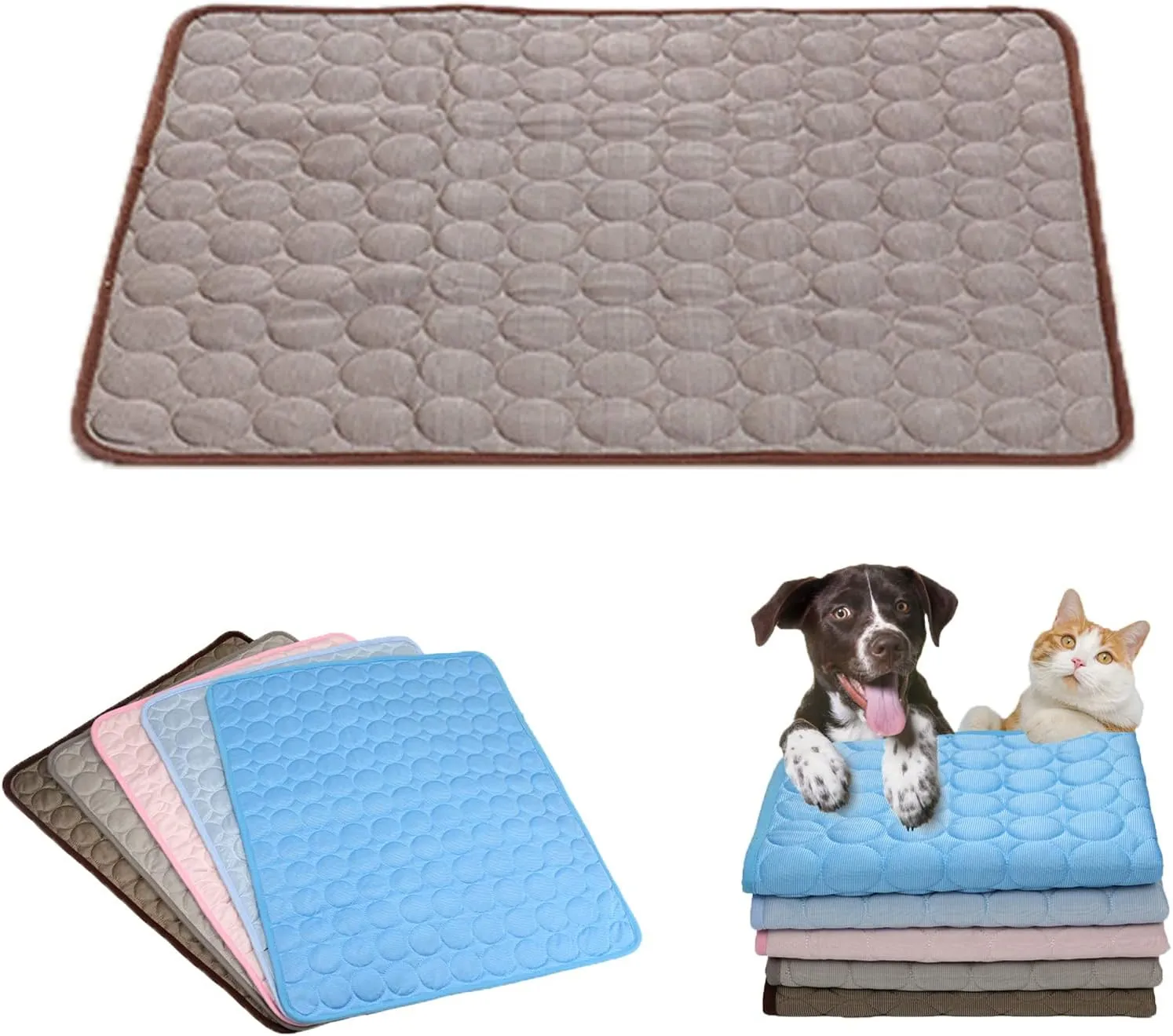 Dog Cooling Mat Summer Cat Dog Self Cooling Pad Washable Portable Pet Cooling Sleeping Bed Comfortable Ice Silk Cooling Mats for Small Medium Large Dogs Cats (CoffeeL)