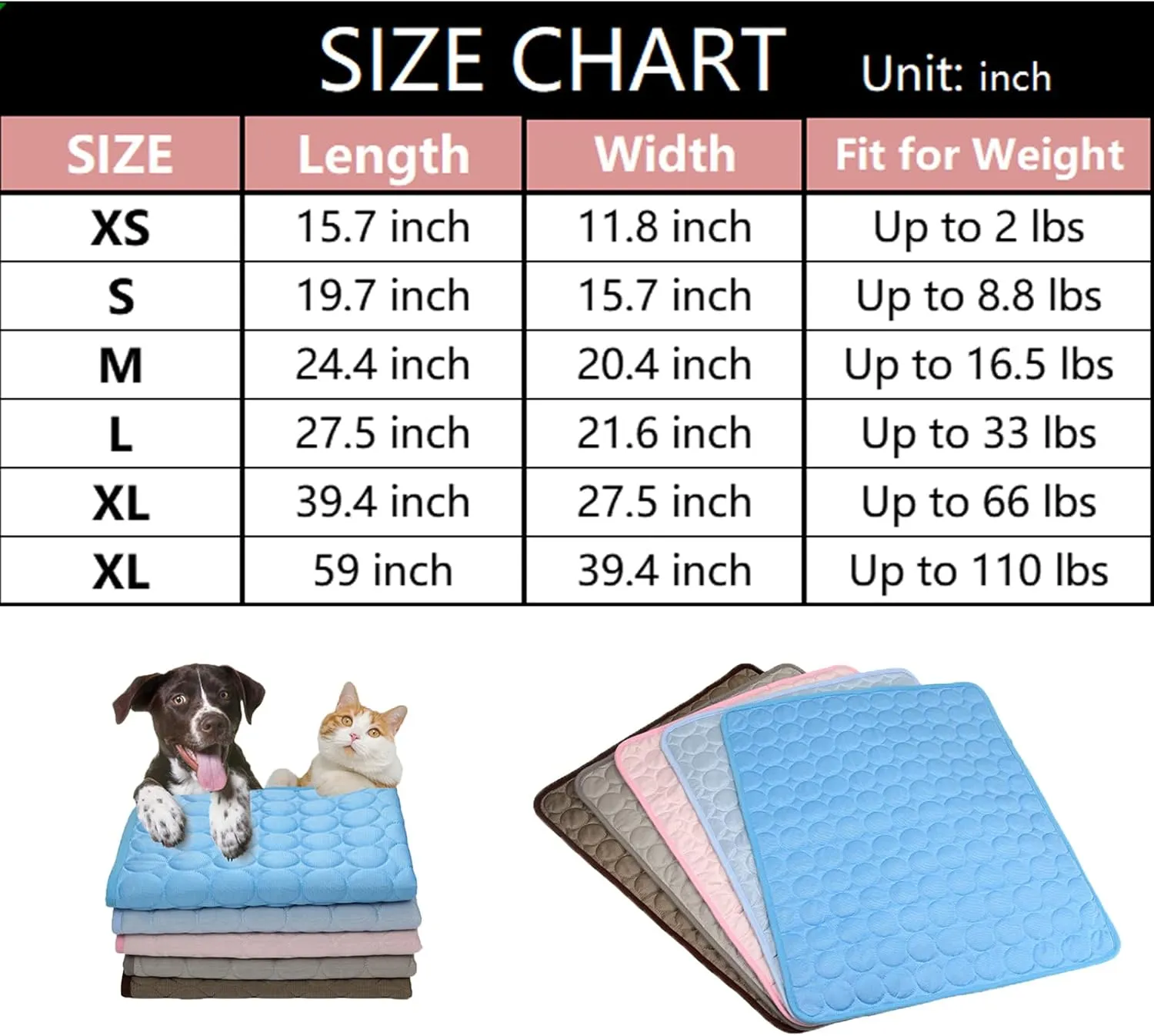 Dog Cooling Mat Summer Cat Dog Self Cooling Pad Washable Portable Pet Cooling Sleeping Bed Comfortable Ice Silk Cooling Mats for Small Medium Large Dogs Cats (CoffeeL)