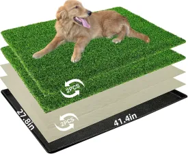 Dog Grass Pad with Tray, 41.4 x 27.8 in, Dog Potty Tray, Pee Pads for Dogs, Realistic, Less Stink, Potty for Balcony