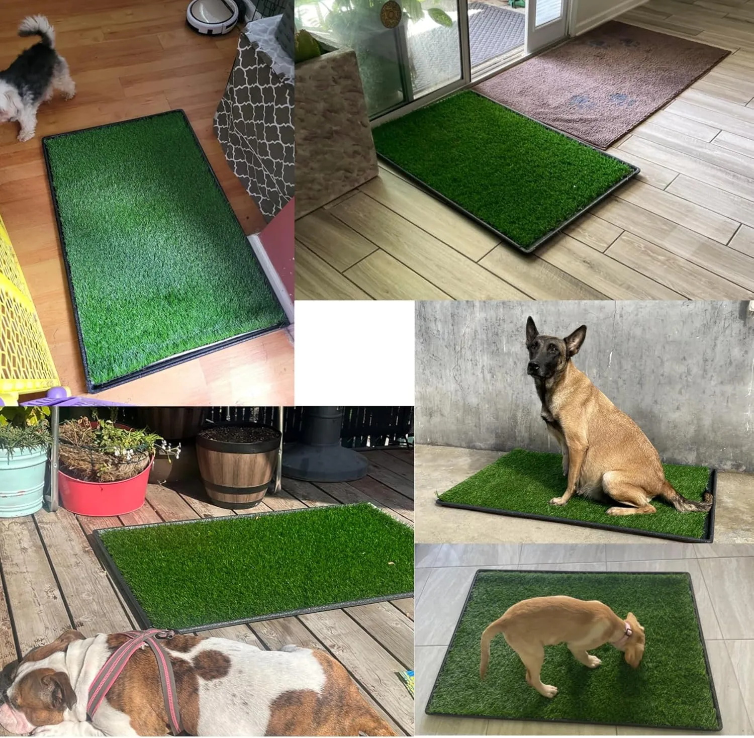 Dog Grass Pad with Tray, 41.4 x 27.8 in, Dog Potty Tray, Pee Pads for Dogs, Realistic, Less Stink, Potty for Balcony