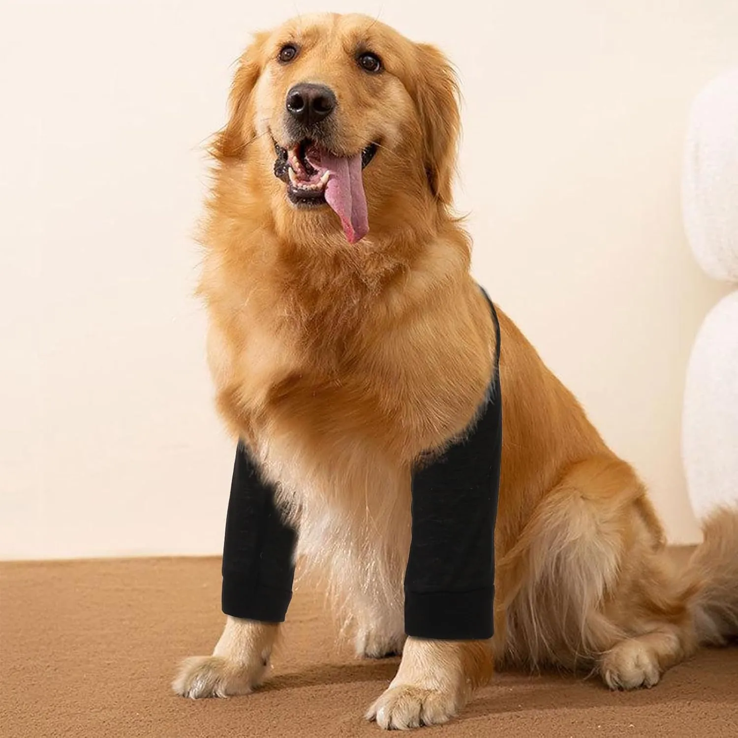 Dog Recovery Suit for Front Legs, Dog Recovery Sleeves After Surgery with Elastic Band, Soft Protective Elbow Braces for Medium Large Dogs, Cone Collar Alternative to Stop Licking Leg Wounds,Black,L