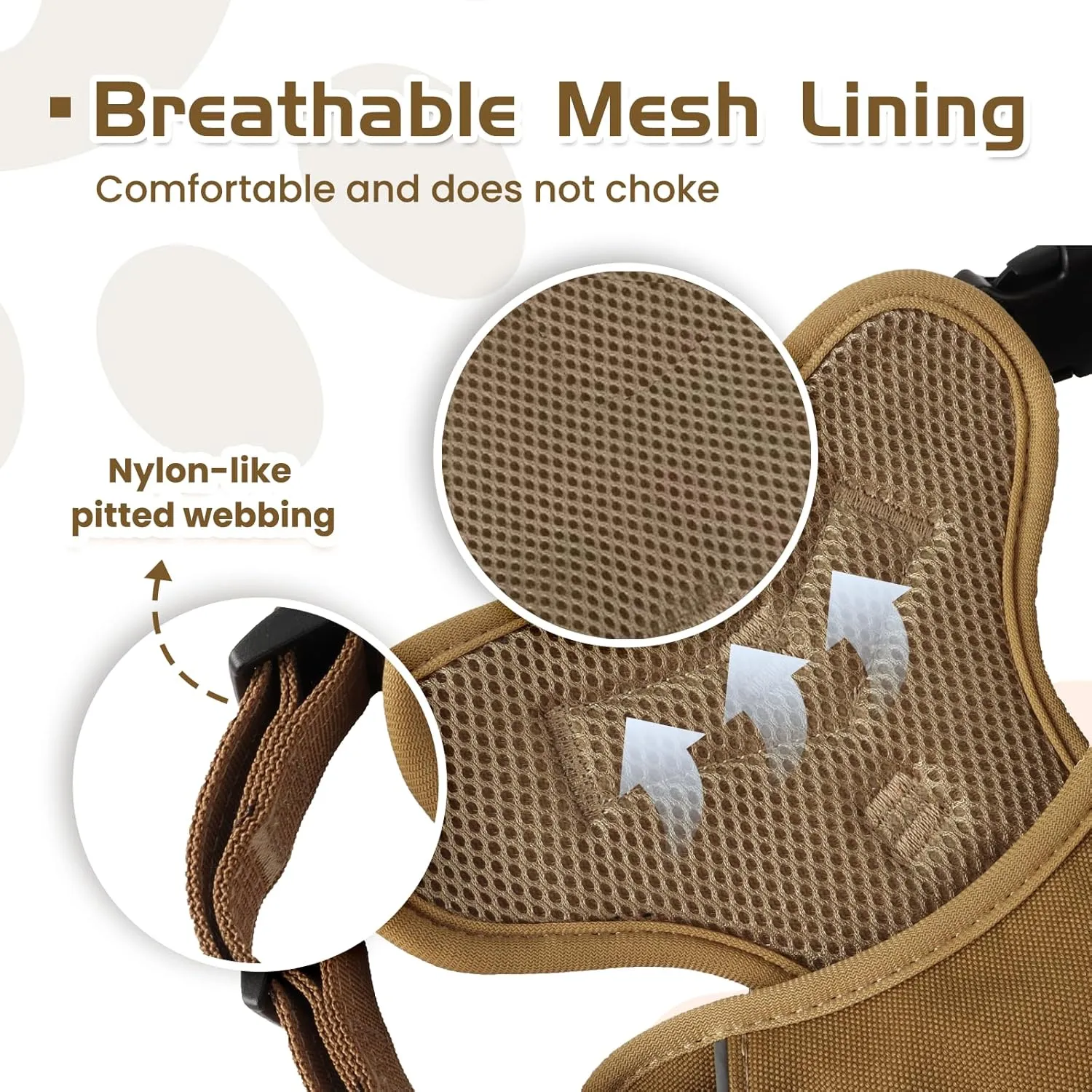 Escape Proof Dog Harness  Night Reflective, 5-Adjustable Straps, No-Choke Design, Lift Handle & Quick Release for Large Dogs  Ideal for Walking, Hiking & Training (Khaki, Medium)