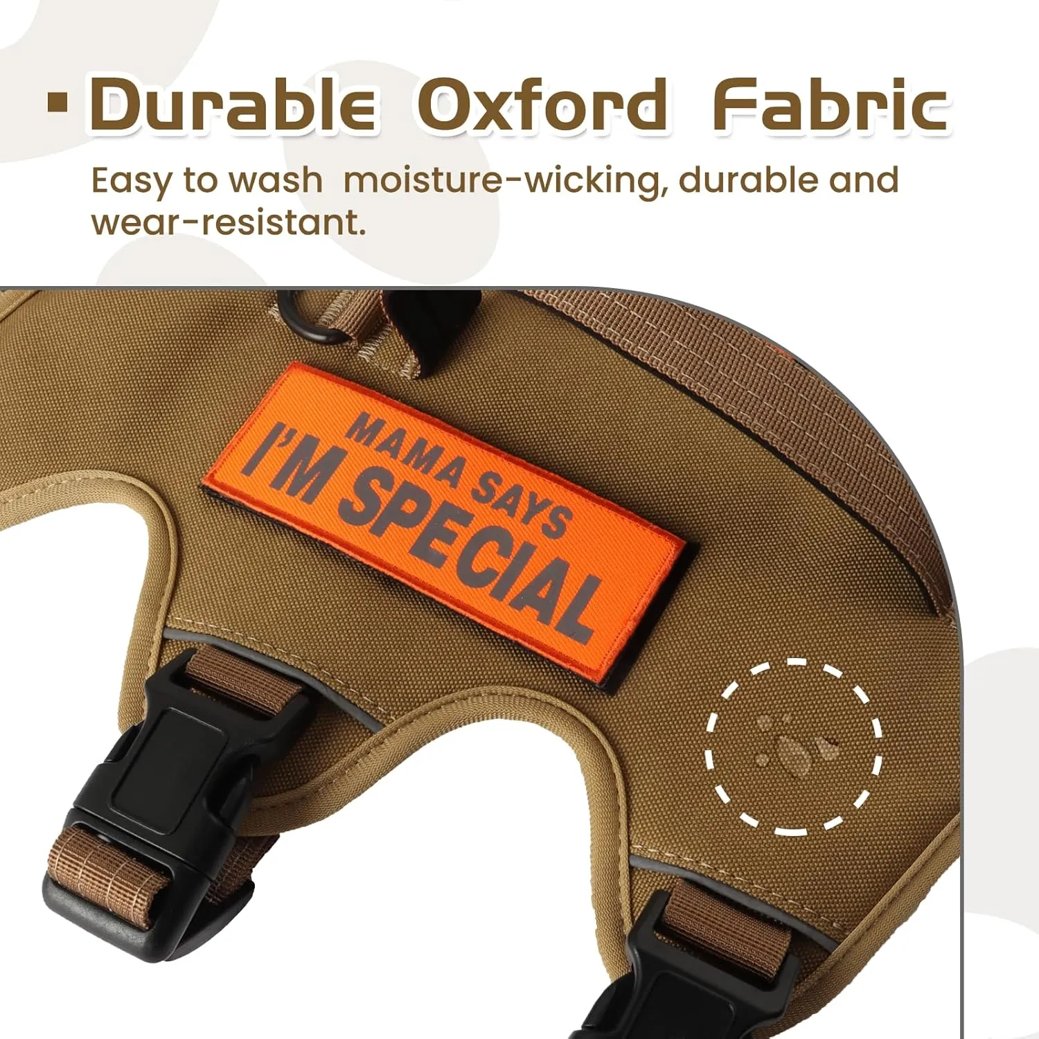 Escape Proof Dog Harness  Night Reflective, 5-Adjustable Straps, No-Choke Design, Lift Handle & Quick Release for Large Dogs  Ideal for Walking, Hiking & Training (Khaki, Medium)
