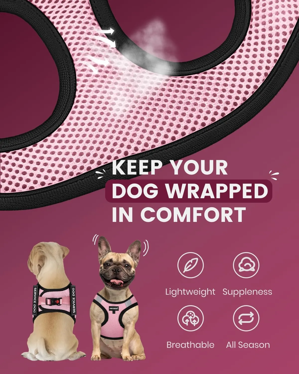 FAYOGOO Service Dog Vest for Small Breed - Lightweight Dog Harness with 6PCS Removable Patches - Puppy Harness and Leash Set for Walking,Training