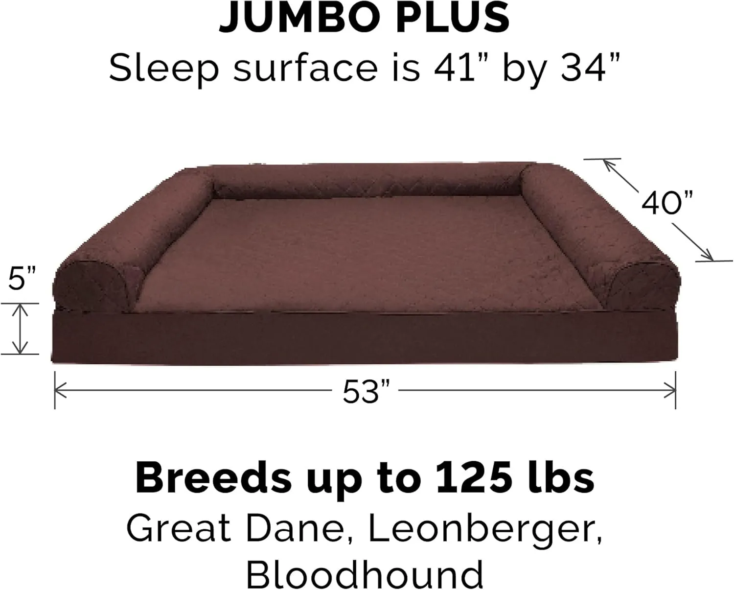 Furhaven Cooling Gel Dog Bed for Large Dogs w/ Removable Bolsters & Washable Cover, For Dogs Up to 125 lbs - Quilted Sofa - Coffee, Jumbo Plus/XXL