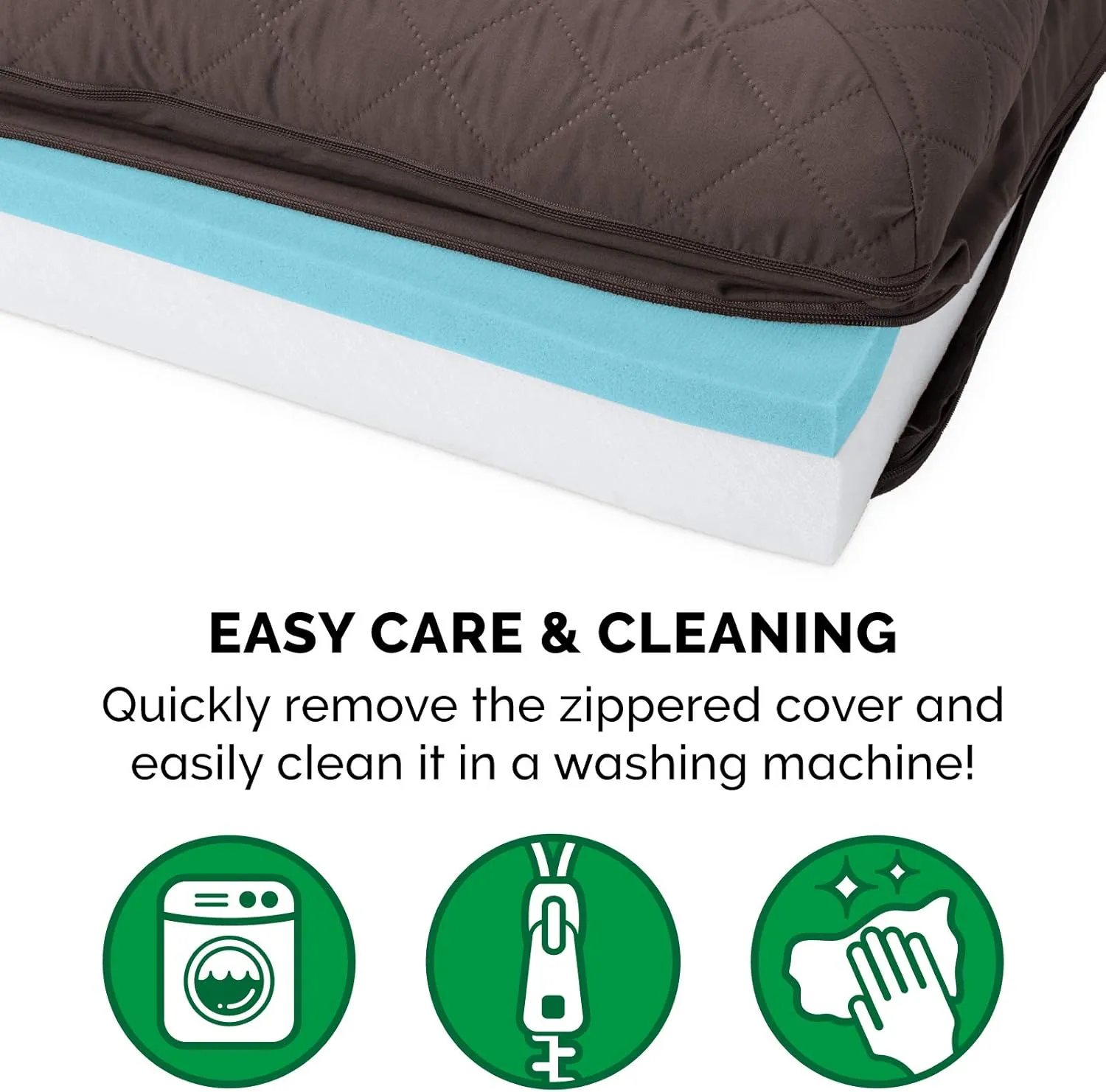 Furhaven Cooling Gel Dog Bed for Large Dogs w/ Removable Bolsters & Washable Cover, For Dogs Up to 125 lbs - Quilted Sofa - Coffee, Jumbo Plus/XXL