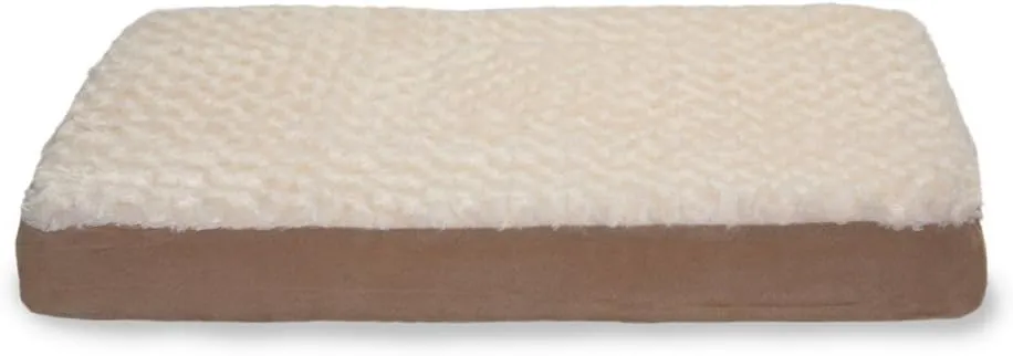 Furhaven Memory Foam Dog Bed for Medium/Small Dogs w/ Removable Washable Cover, For Dogs Up to 35 lbs - Ultra Plush Faux Fur & Suede Mattress - Cream, Medium