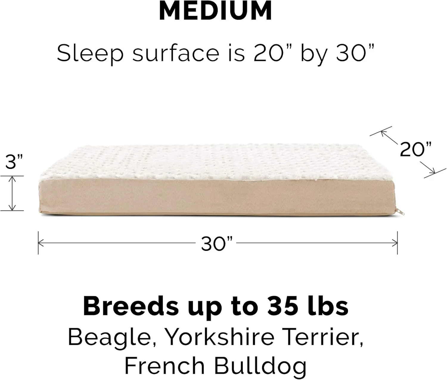 Furhaven Memory Foam Dog Bed for Medium/Small Dogs w/ Removable Washable Cover, For Dogs Up to 35 lbs - Ultra Plush Faux Fur & Suede Mattress - Cream, Medium