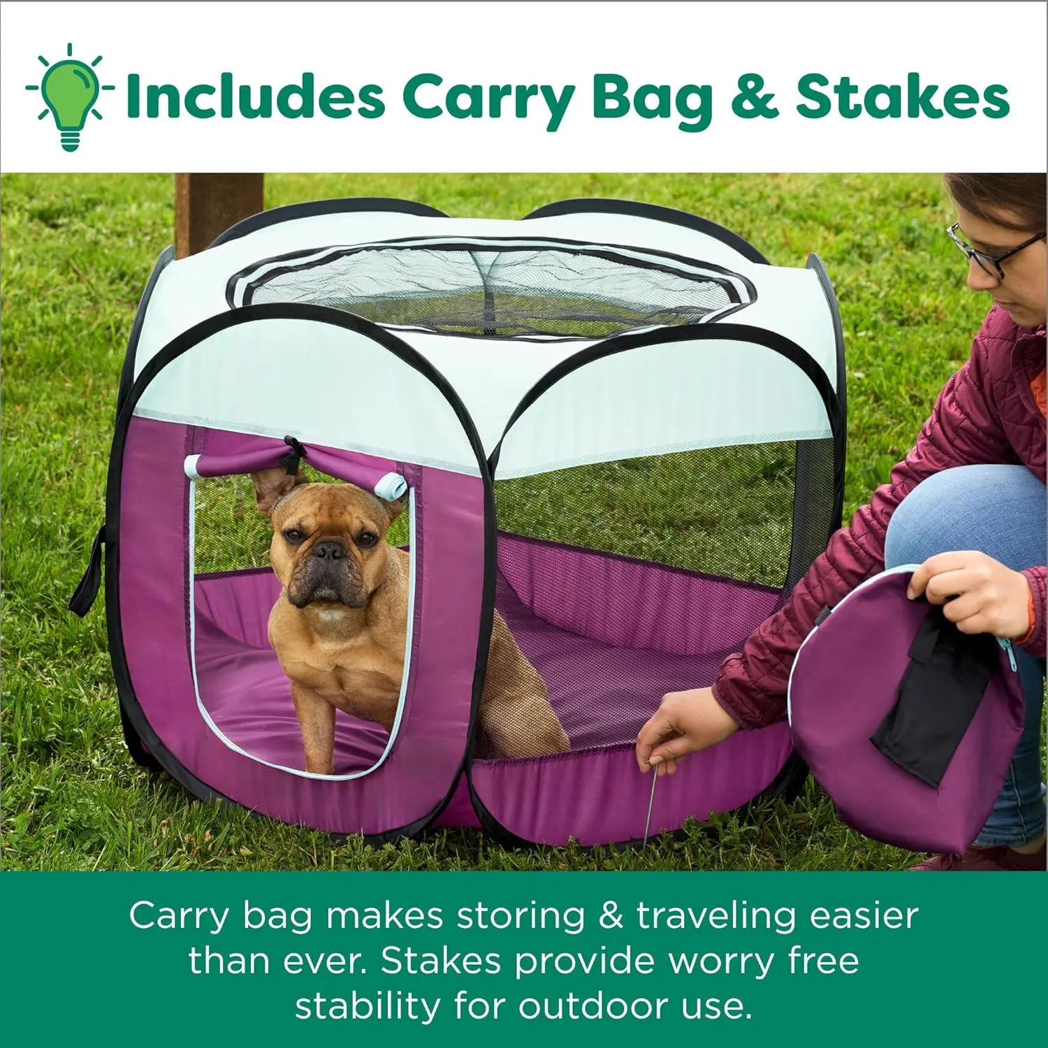 Furhaven Portable Dog Playpen Cat Tent, Pet Playground/Kennel Foldable Indoor Outdoor Zippered Puppy Crate - Gray Pebbles, Small