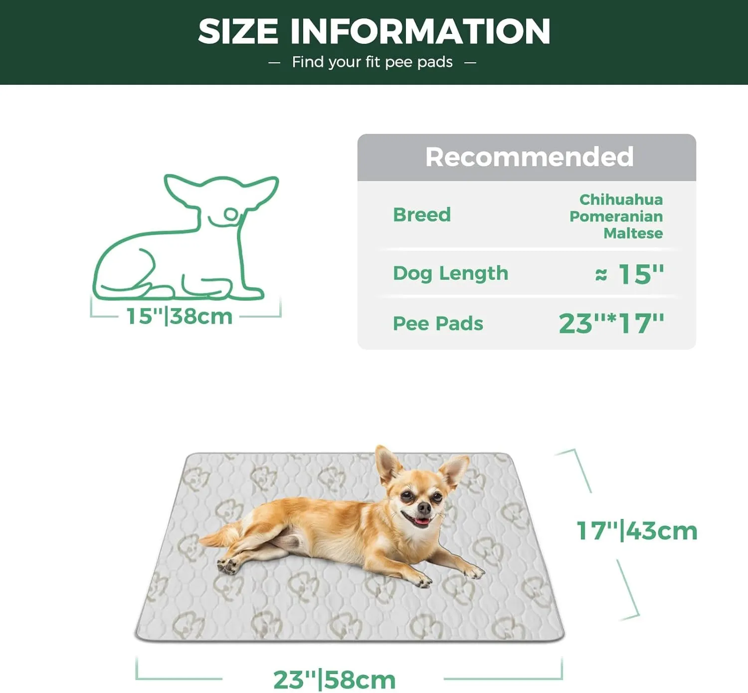 FXW Washable Pee Pads for Dogs, Puppy Pads with Super Absorbent, Specifically Designed for 24inch Cages, Rectangle, 23" x 17", 2 Packs