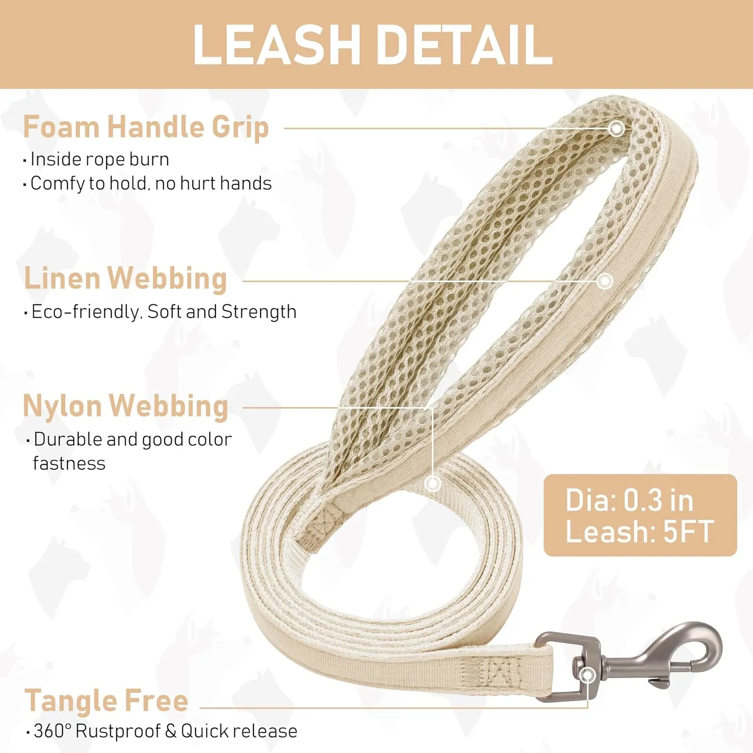 GAMUDA Small Pet Harness Collar and Leash Set, Step in No Chock No Pull Linen Fabric Soft Mesh Dog Vest Harnesses Reflective for Dogs Puppy Cats Kitten Rabbit (Khaki, S)