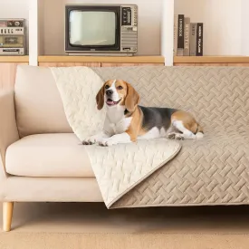 gogobunny 100% Double Sided Waterproof Dog Blanket Soft Bed Pet Cover Reversible Protect Furniture Couch Sofa Car for Puppy Cat Kids (Dark Beige/Light Beige, 82x82 Inch (Pack of 1))