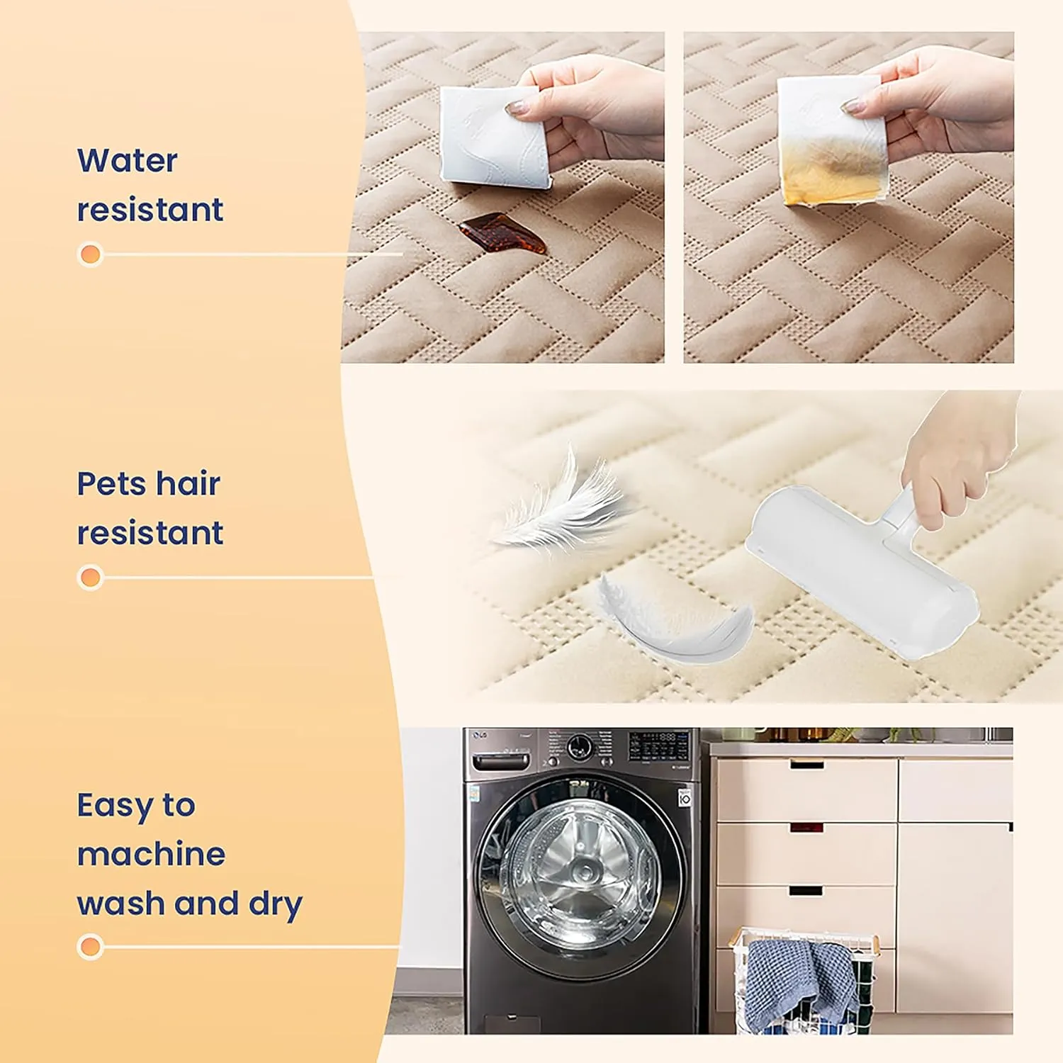 gogobunny 100% Double Sided Waterproof Dog Blanket Soft Bed Pet Cover Reversible Protect Furniture Couch Sofa Car for Puppy Cat Kids (Dark Beige/Light Beige, 82x82 Inch (Pack of 1))