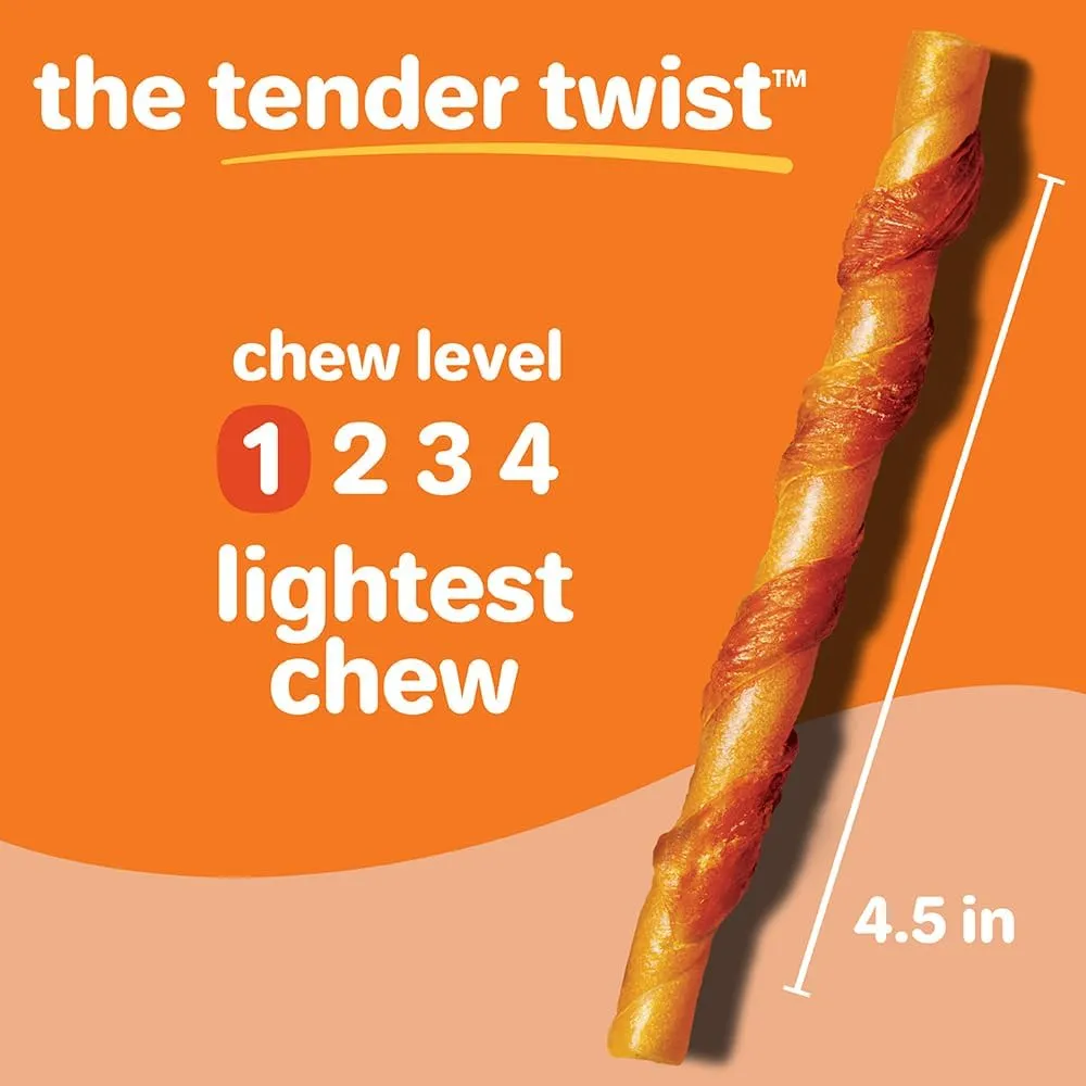 Hartz Oinkies Tender Twists with Real Chicken Breast Rawhide-Free Dog Treats, Highly Digestible Dog Chews, 36 Count
