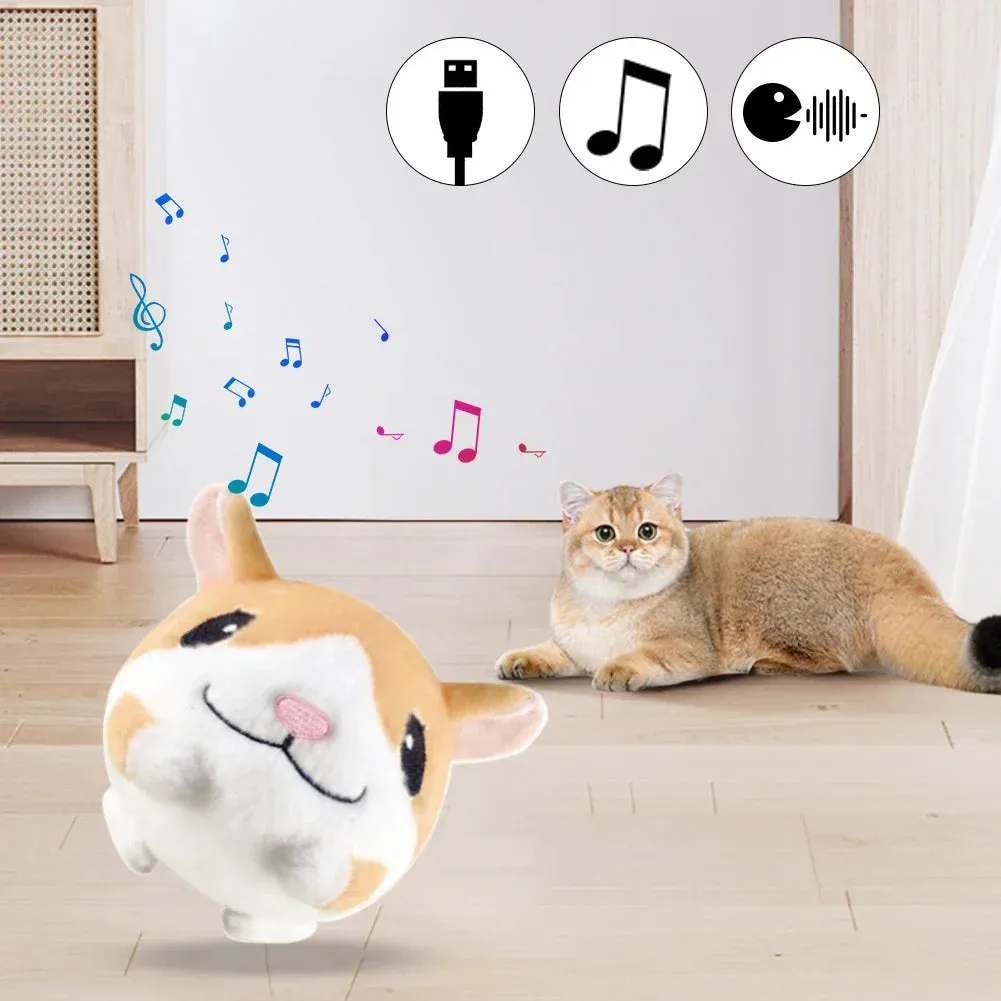 Interactive USB Rechargeable Pet Toy Ball with Sound and Movement