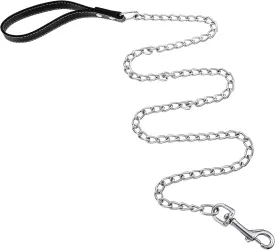 Leash Chain Heavy Duty Metal Dog Leash Dog Leashes for Medium Dogs Chew Proof Pet with Soft Padded Handle Stainless Steel Cuban Link Chain for Large & Medium Size Dogs