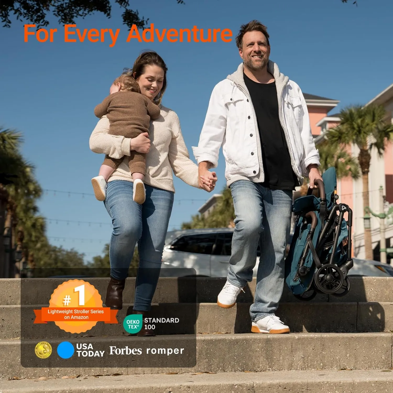 Lightweight Baby Travel Stroller with Carbor Fiber Frame, Compact & Airplane-Friendly, One-Handed Folding Design, 11.6 lbs, Perfect for Toddlers, Organizer & Cushion Included, Blue
