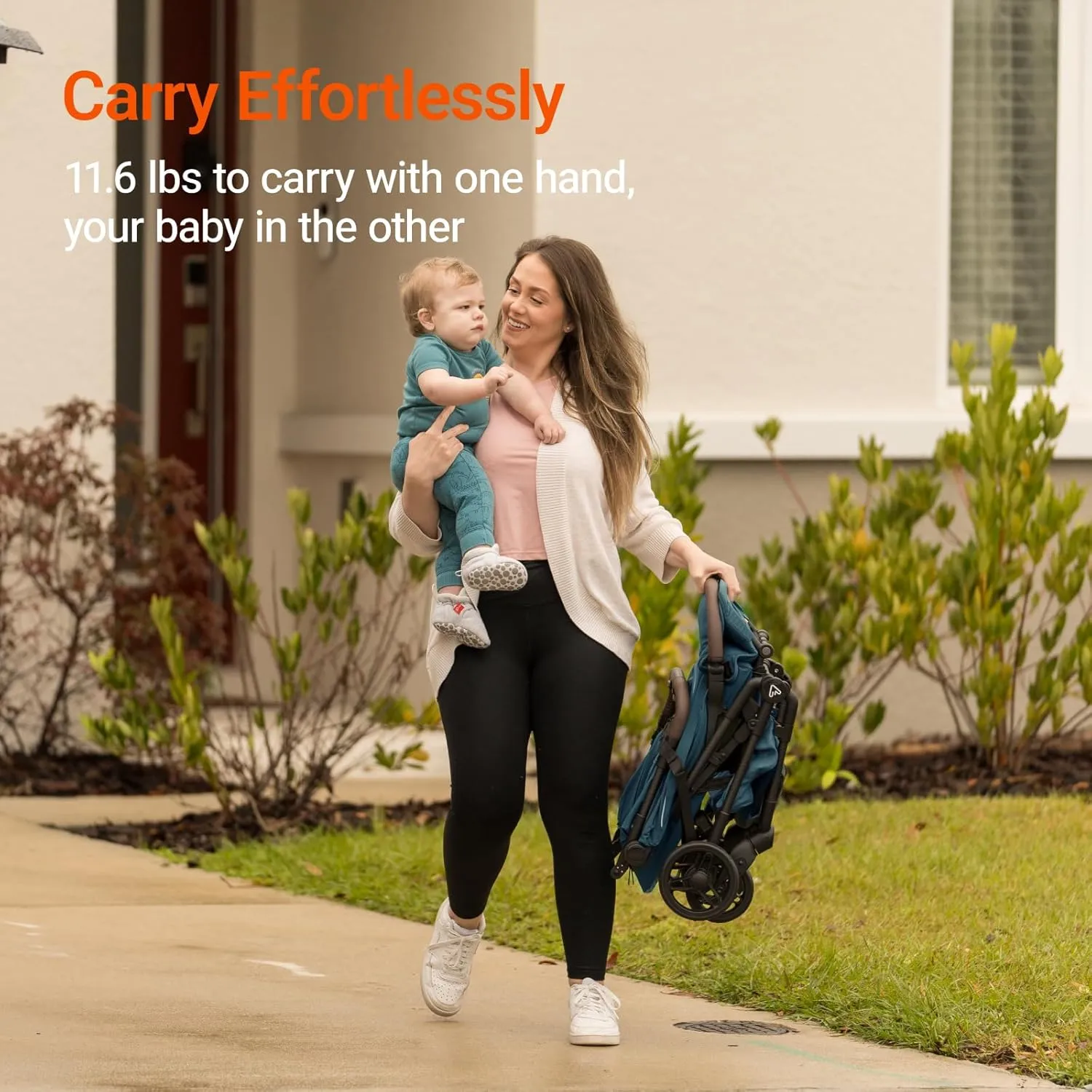 Lightweight Baby Travel Stroller with Carbor Fiber Frame, Compact & Airplane-Friendly, One-Handed Folding Design, 11.6 lbs, Perfect for Toddlers, Organizer & Cushion Included, Blue
